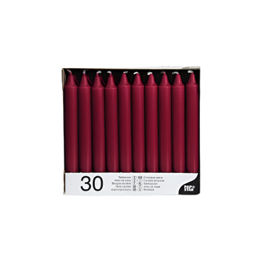 Pack of 30 Burgundy 8-Inch Table Candles – Elegant Long-Burning Dinner Candles